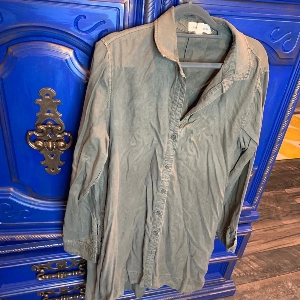 Cloth & Stone Army Green Shift L/S Dress Medium